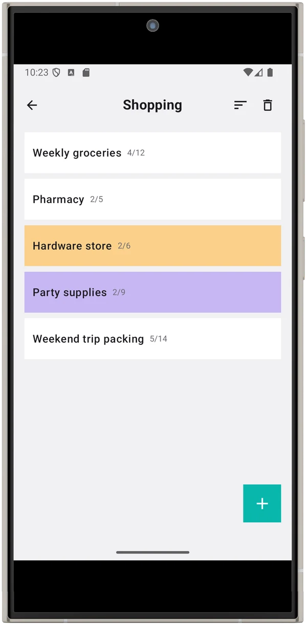 Shopping lists overview